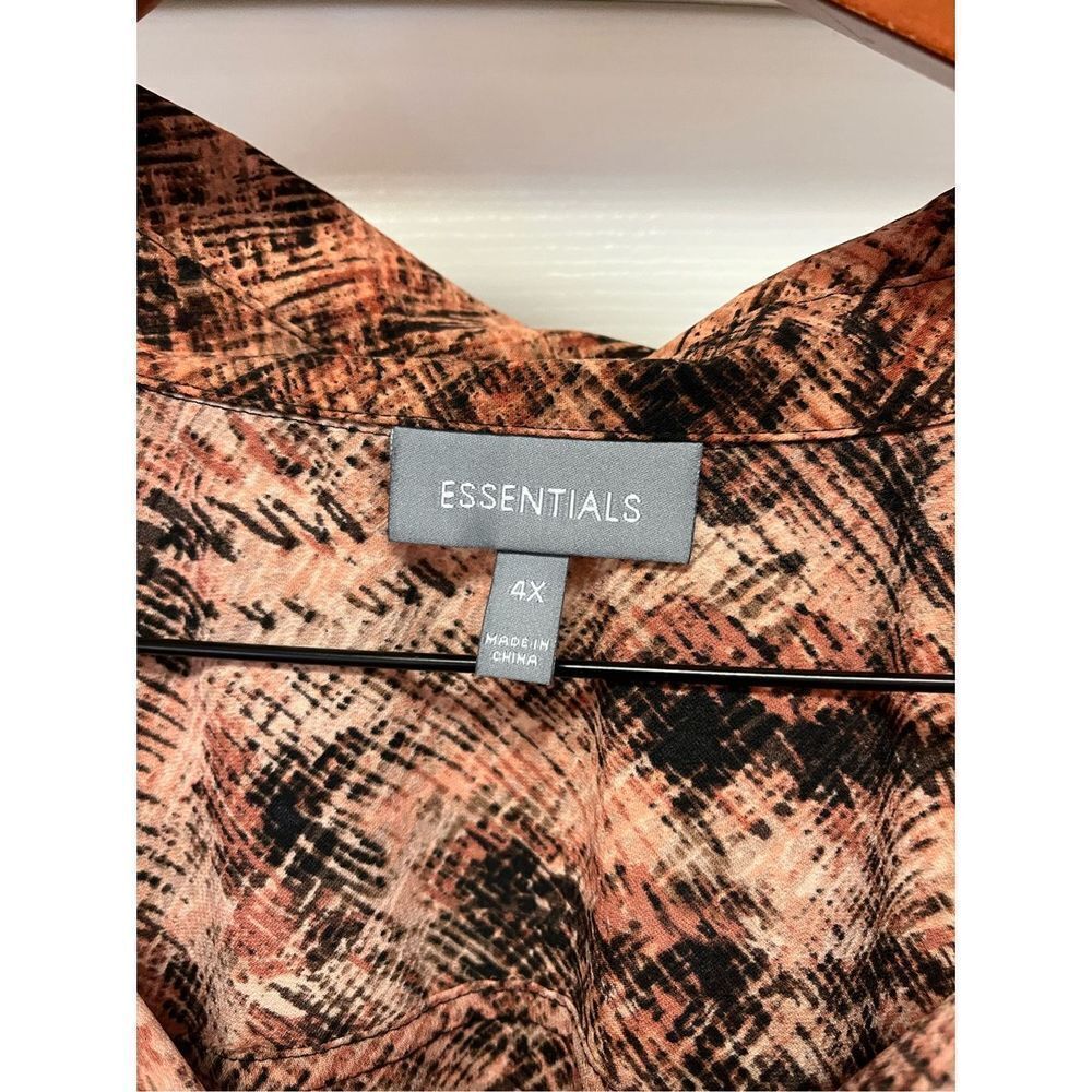 Essentials Black & Rose Print Button Down Tunic S… - image 5